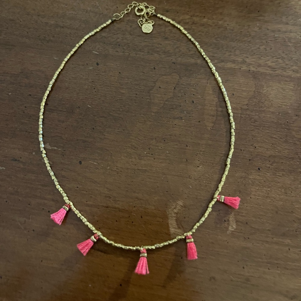 Gorjana pink tassel necklace